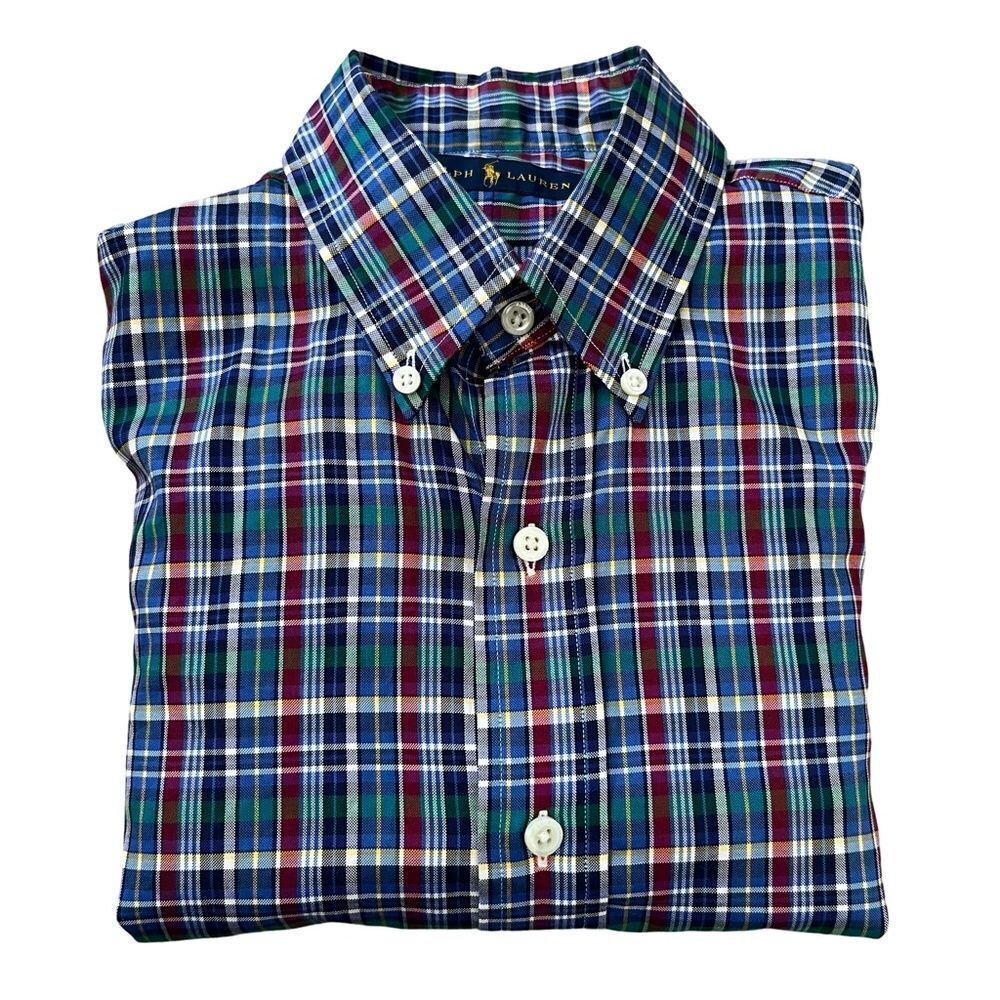 Ralph Lauren Blue Label Plaid Button Down Shirt  2XLT Big Tall Cotton Oxford